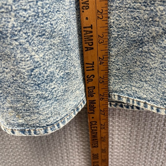 Vtg Pretty Bleu 80's 90's Denim Acid Wash Bedazzled Floral Button Women Top Med - Picture 9 of 9